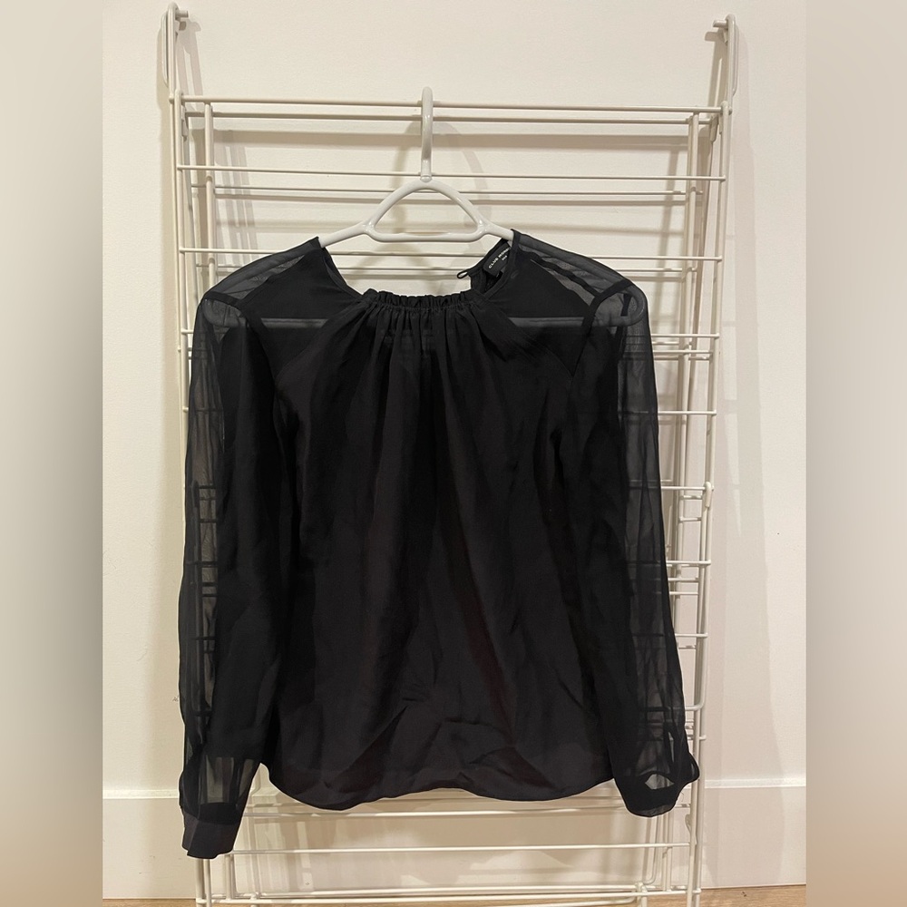 Club Monaco, Silk ruched neck top with Long Sleeve , size XXS, almost new
